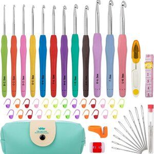 New Crochet Hooks 12 Sizes Crochet Hook Set, 51 Pack Yarn Crochet Kit for Beginn